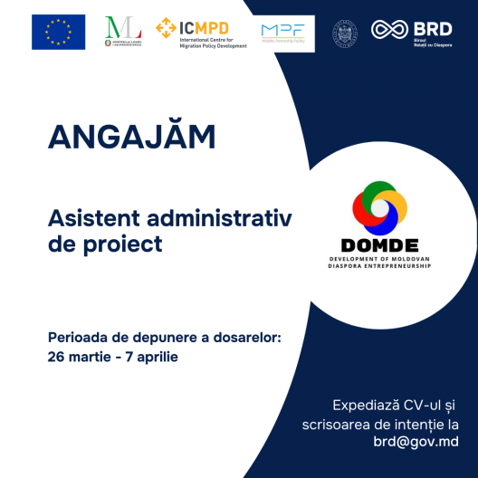 Biroul relații cu diaspora angajează asistent administrativ de proiect