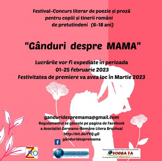 Copiii din diasporă sunt invitaţi să se înscrie la prima ediție a Festivalului – Concurs de poezie și proză cu tema „Gânduri despre MAMA”