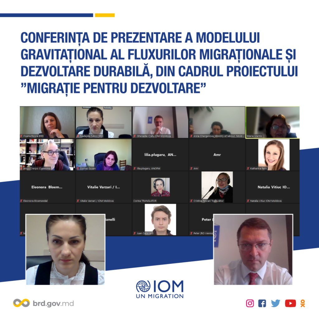 Conferința de prezentare a modelului gravitațional al fluxurilor migraționale și dezvoltare durabilă, din cadrul proiectului ”Migrație pentru Dezvoltare”, implementat de Oficiul Regional din Viena al OIM și World Data Lab (WDL)
