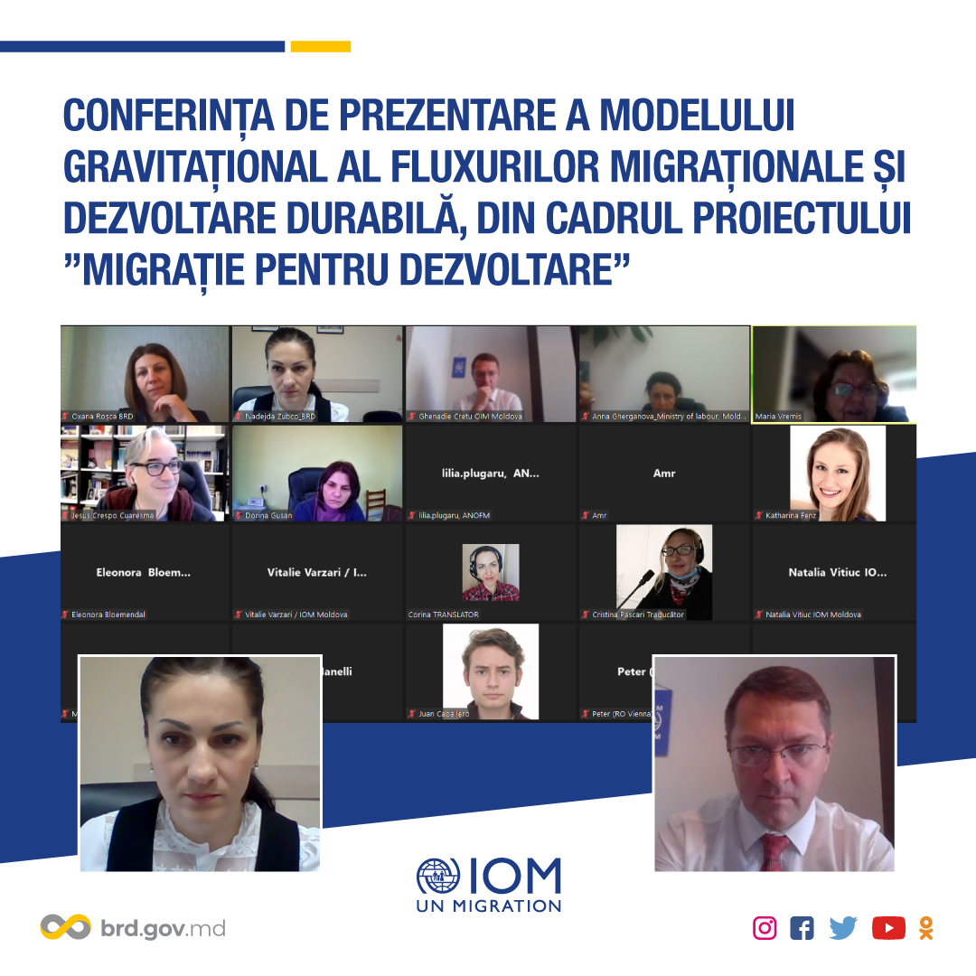 Conferința de prezentare a modelului gravitațional al fluxurilor migraționale și dezvoltare durabilă, din cadrul proiectului ”Migrație pentru Dezvoltare”, implementat de Oficiul Regional din Viena al OIM și World Data Lab (WDL)
