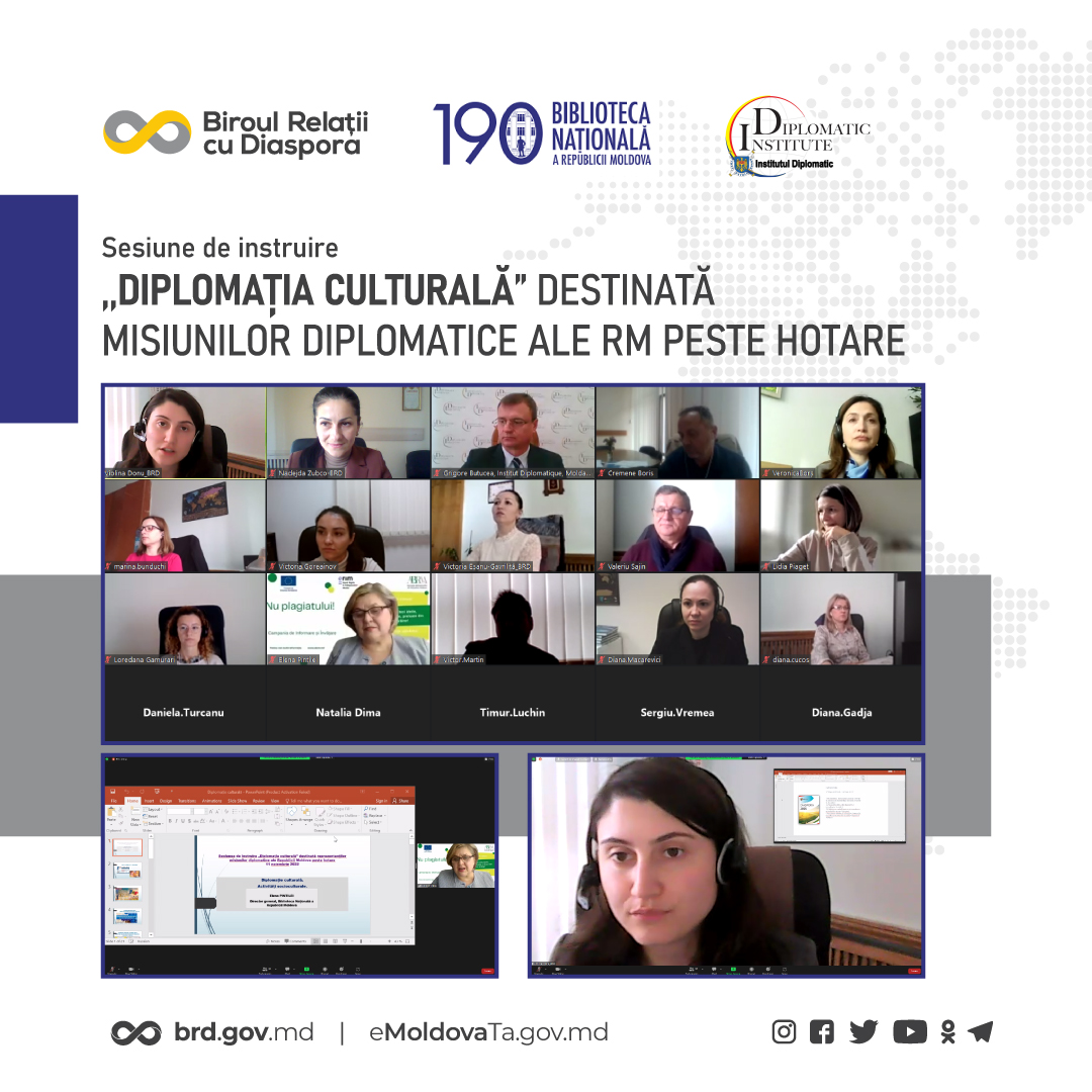 Sesiune de instruire pentru colaboratorii Ambasadelor RM, în cadrul proiectului „Diplomația culturală”