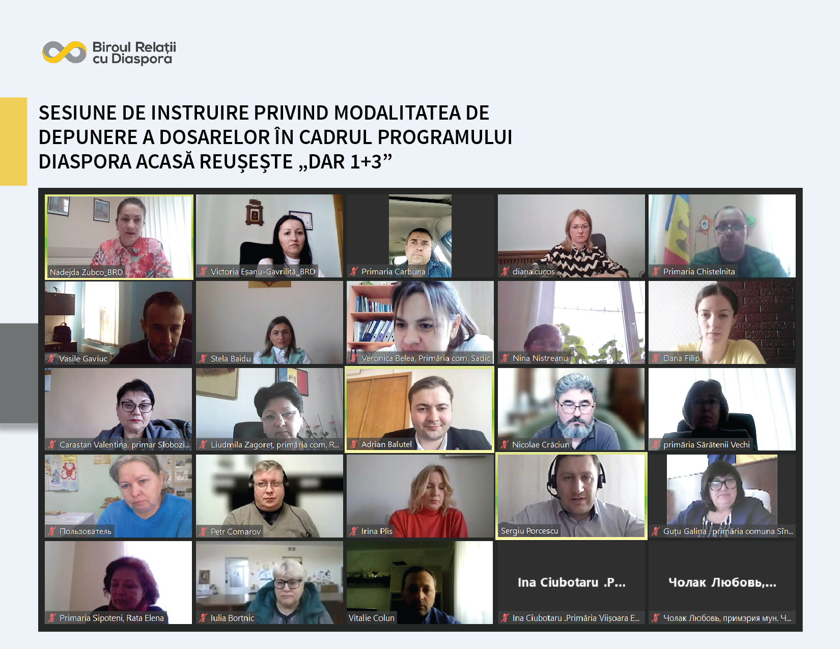 Reprezentanții APL și ai diasporei, informați despre modalitatea de depunere a dosarelor în cadrul programului „DAR 1+3” 