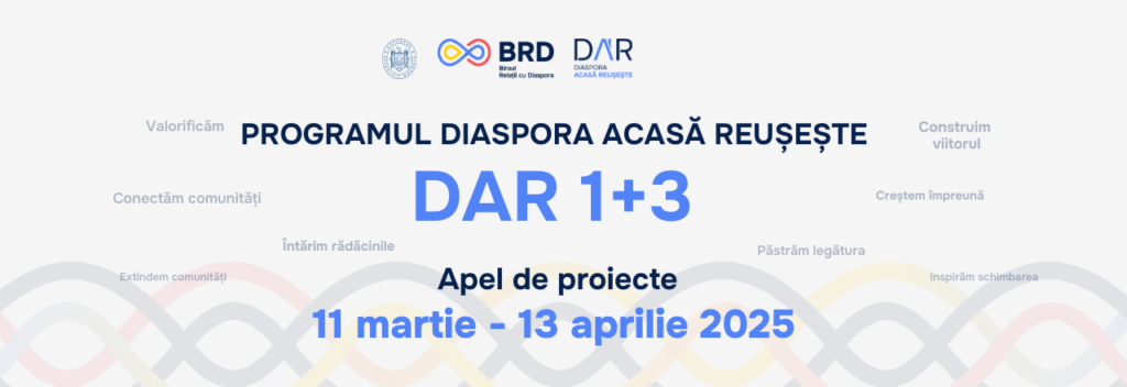 Apel de finanțare a proiectelor în cadrul Programului Diaspora Acasă Reușește „DAR 1+3”, ediția 2025
