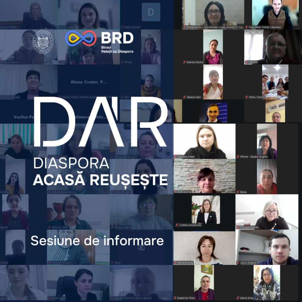 Biroul relații cu diaspora a organizat o sesiune de informare pentru depunerea proiectelor în cadrul Programului „DAR 1+3”