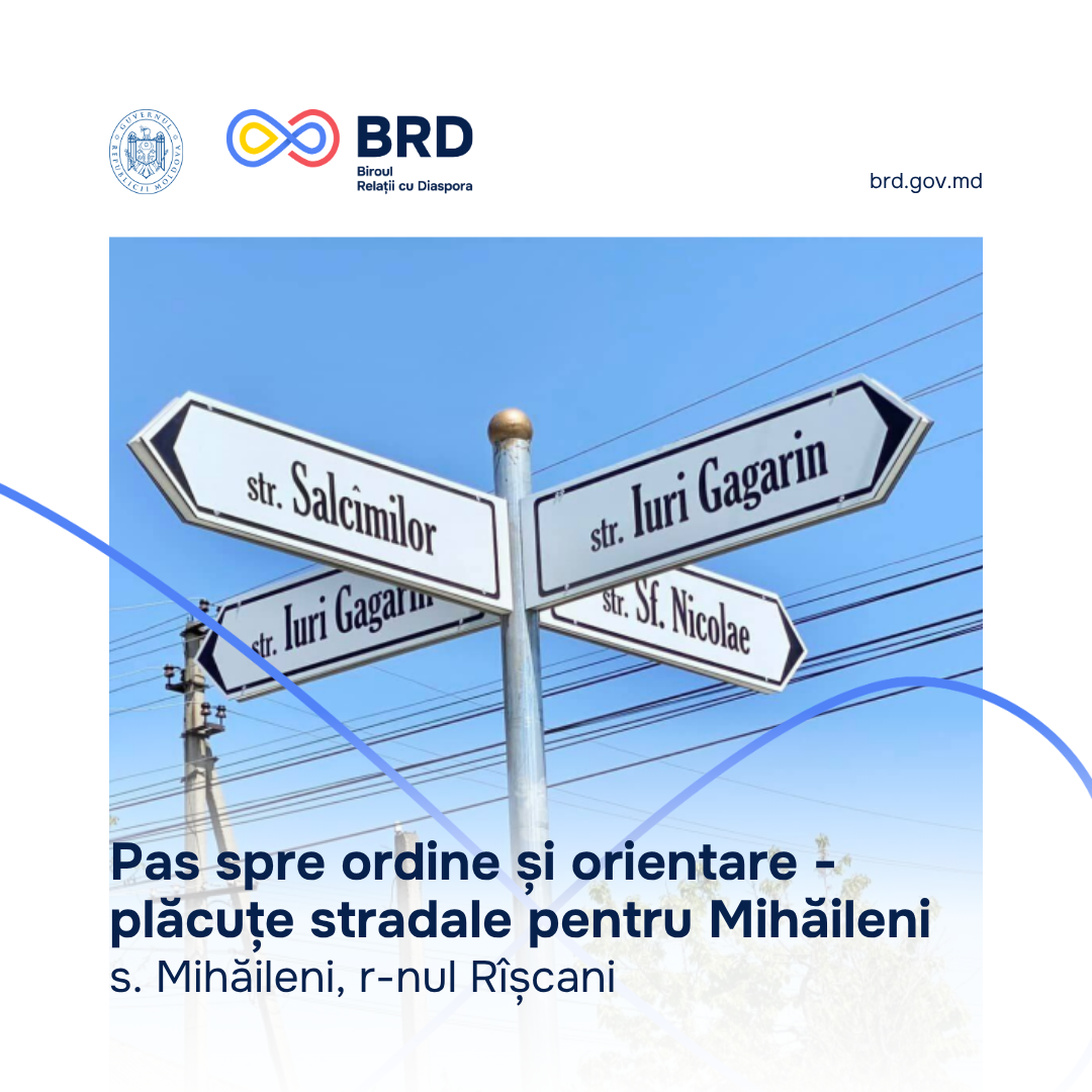 Proiect de semnalizare stradală realizat în parteneriat cu diaspora în satul Mihăileni, r-nul Rîșcani